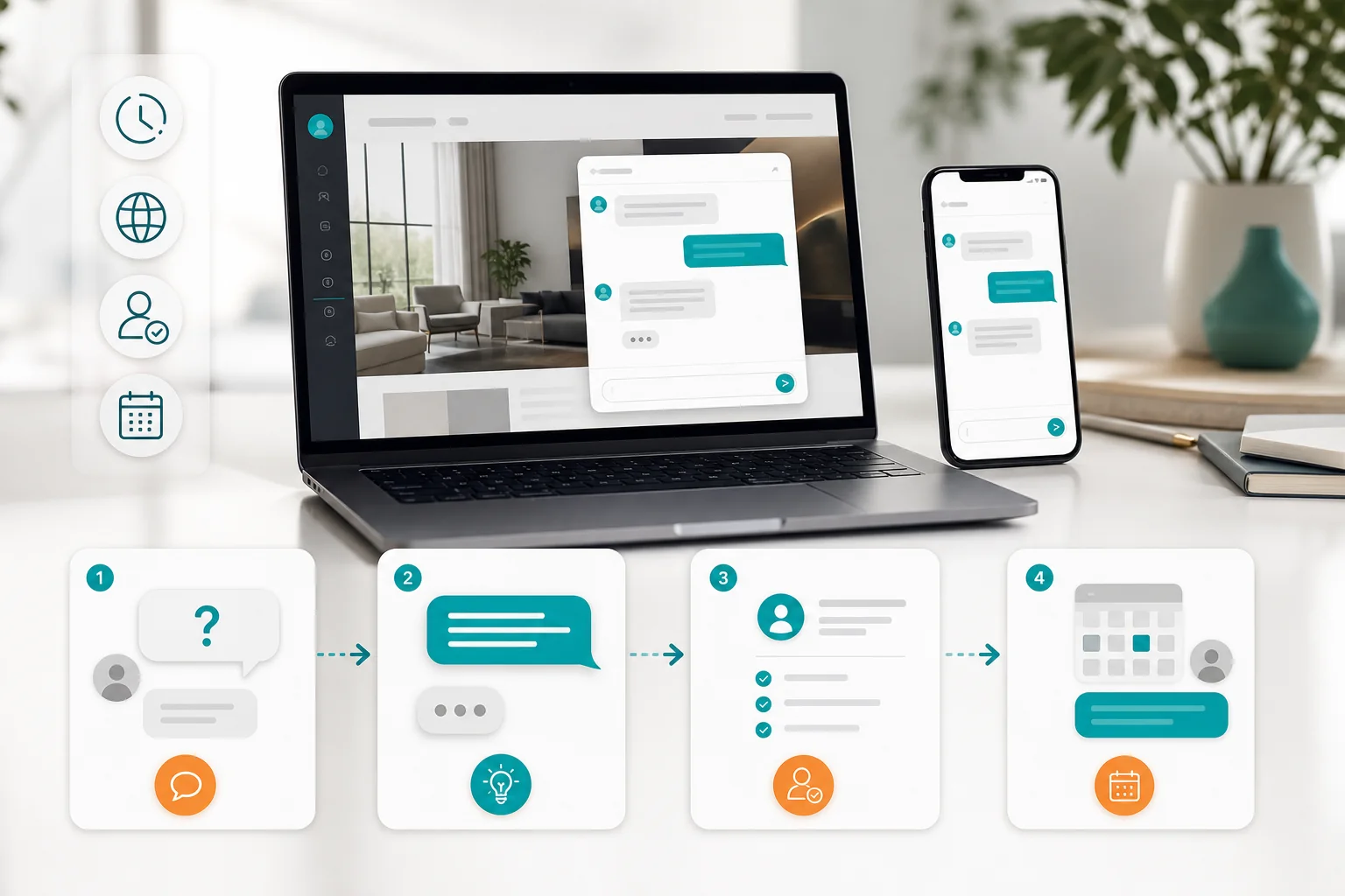 Parcours client depuis une question sur le site jusqu’a une demande qualifiee avec un assistant IA