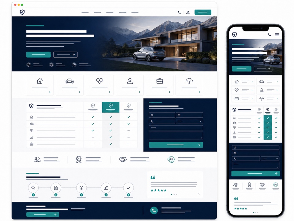 Site pour courtier en assurance - exemple de design web généré par IA