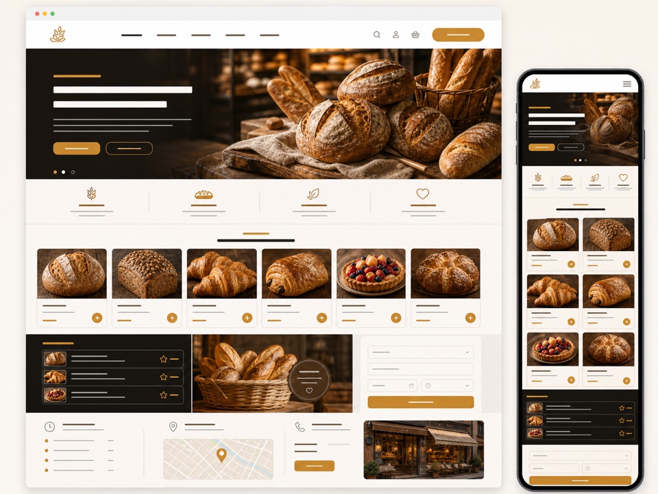 Site pour boulangerie - exemple de design web généré par IA