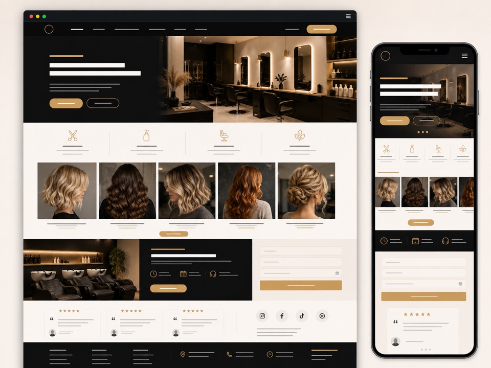 Site pour coiffeur - exemple de design web généré par IA