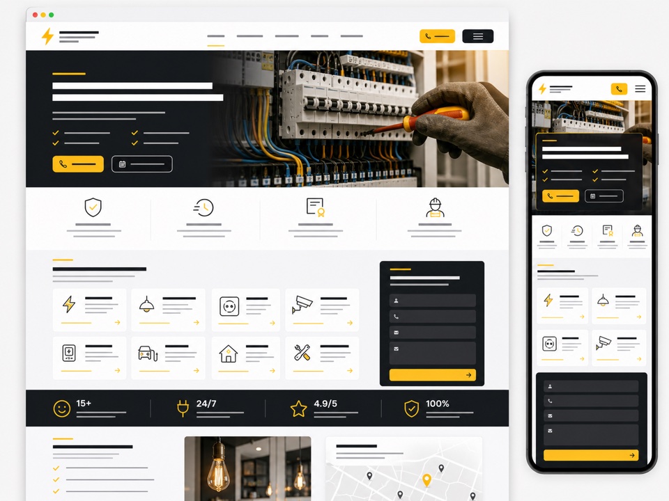 Site pour électricien - exemple de design web généré par IA
