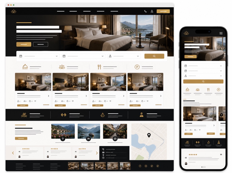 Site pour hôtel - exemple de design web généré par IA