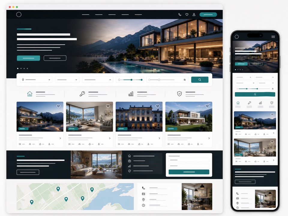 Site pour immobilier - exemple de design web généré par IA