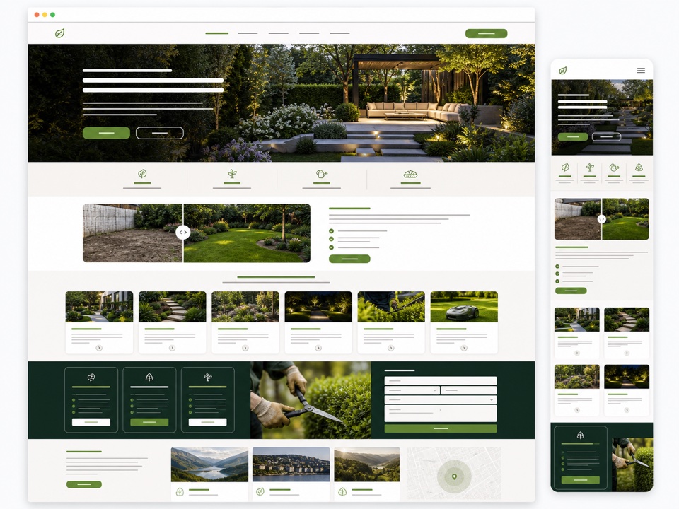 Site pour paysagiste - exemple de design web généré par IA