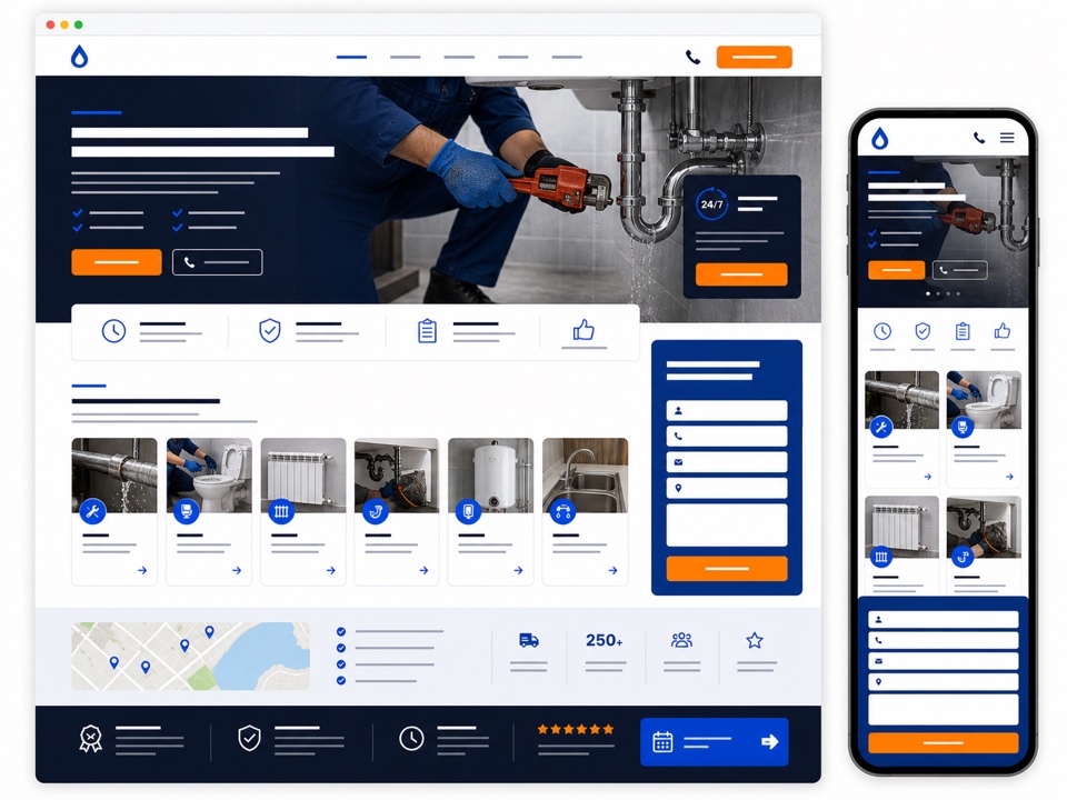 Site pour plombier - exemple de design web généré par IA