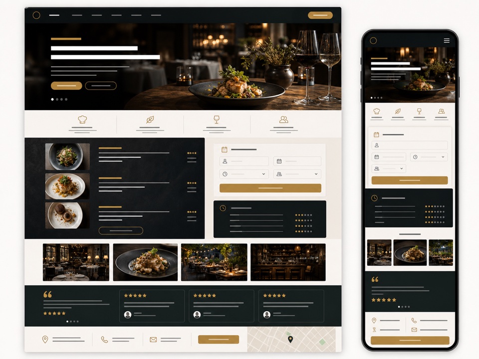 Site pour restaurant - exemple de design web généré par IA