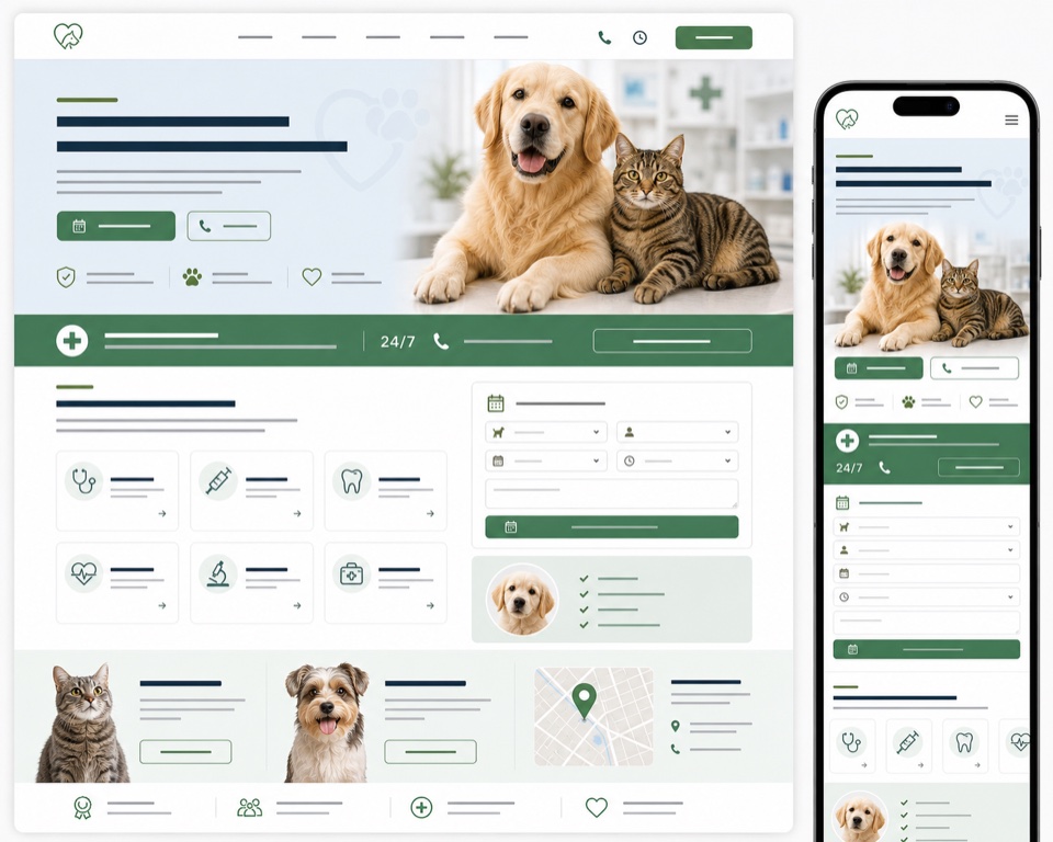 Site pour vétérinaire - exemple de design web généré par IA