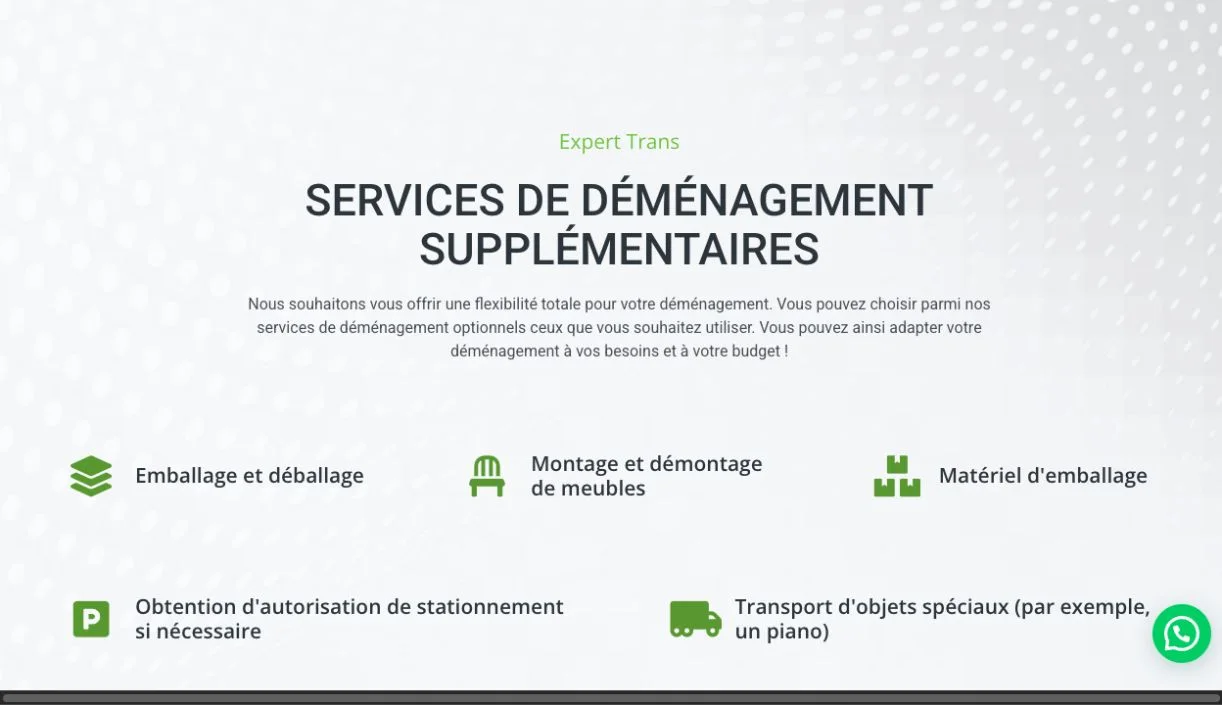 Services de déménagement supplémentaires