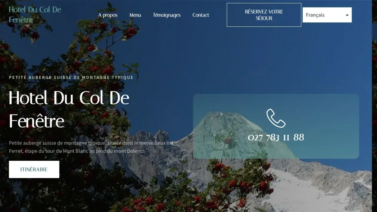 Hôtel du Col de Fenêtre — website project