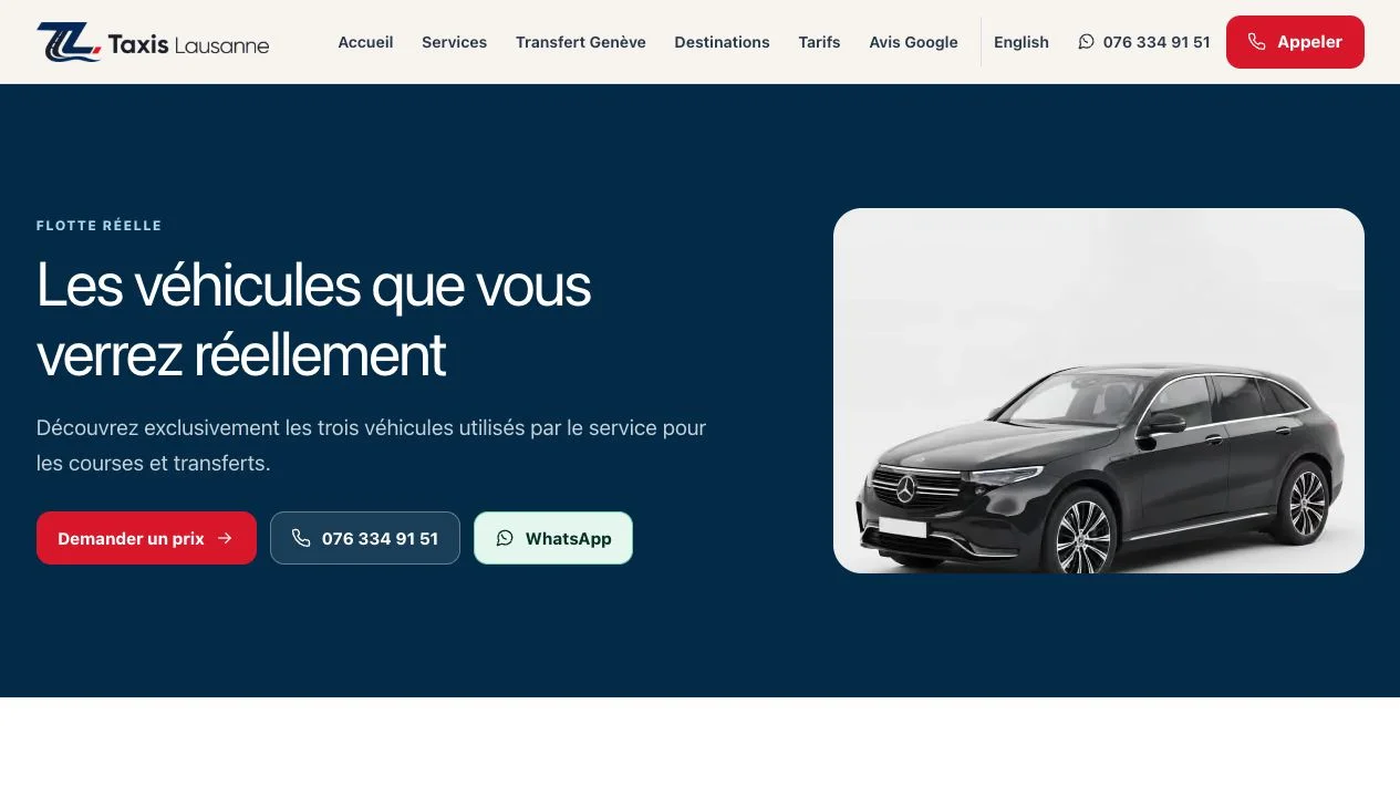 Taxis Lausanne · Le contenu et les services vus plus en détail