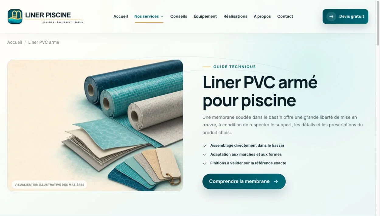 Liner Piscine · Membranes and finishes made easier to compare