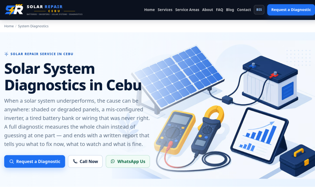 Solar Repair Cebu · The content helps explain diagnosis and maintenance needs