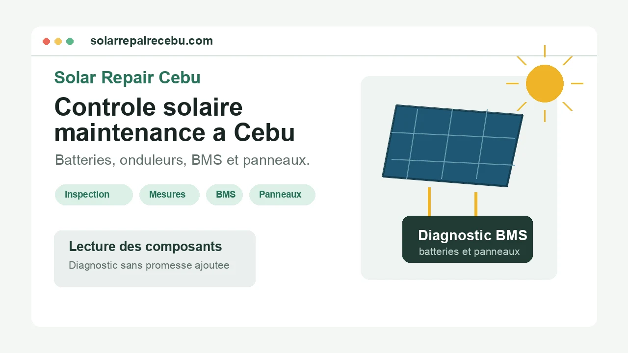 Solar Repair Cebu · Le contenu aide à comprendre les besoins de diagnostic et de maintenance