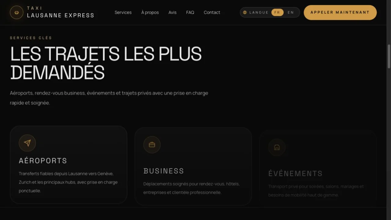Taxi Lausanne Express · A closer look at the content and services