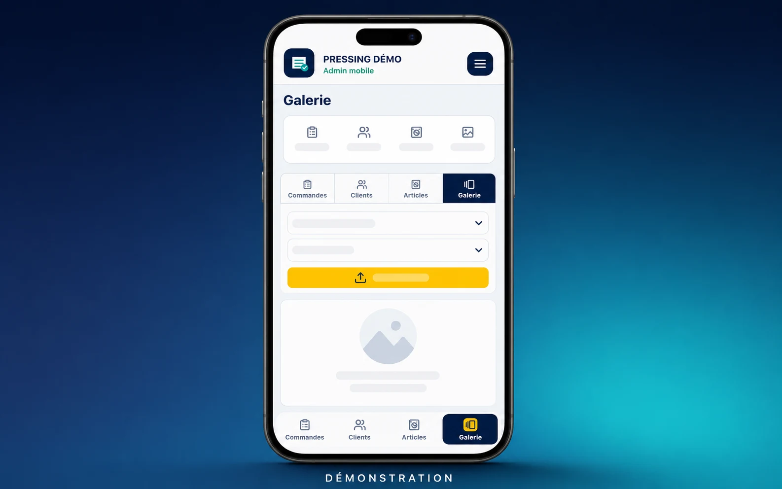 Administration mobile — Pressing Démo