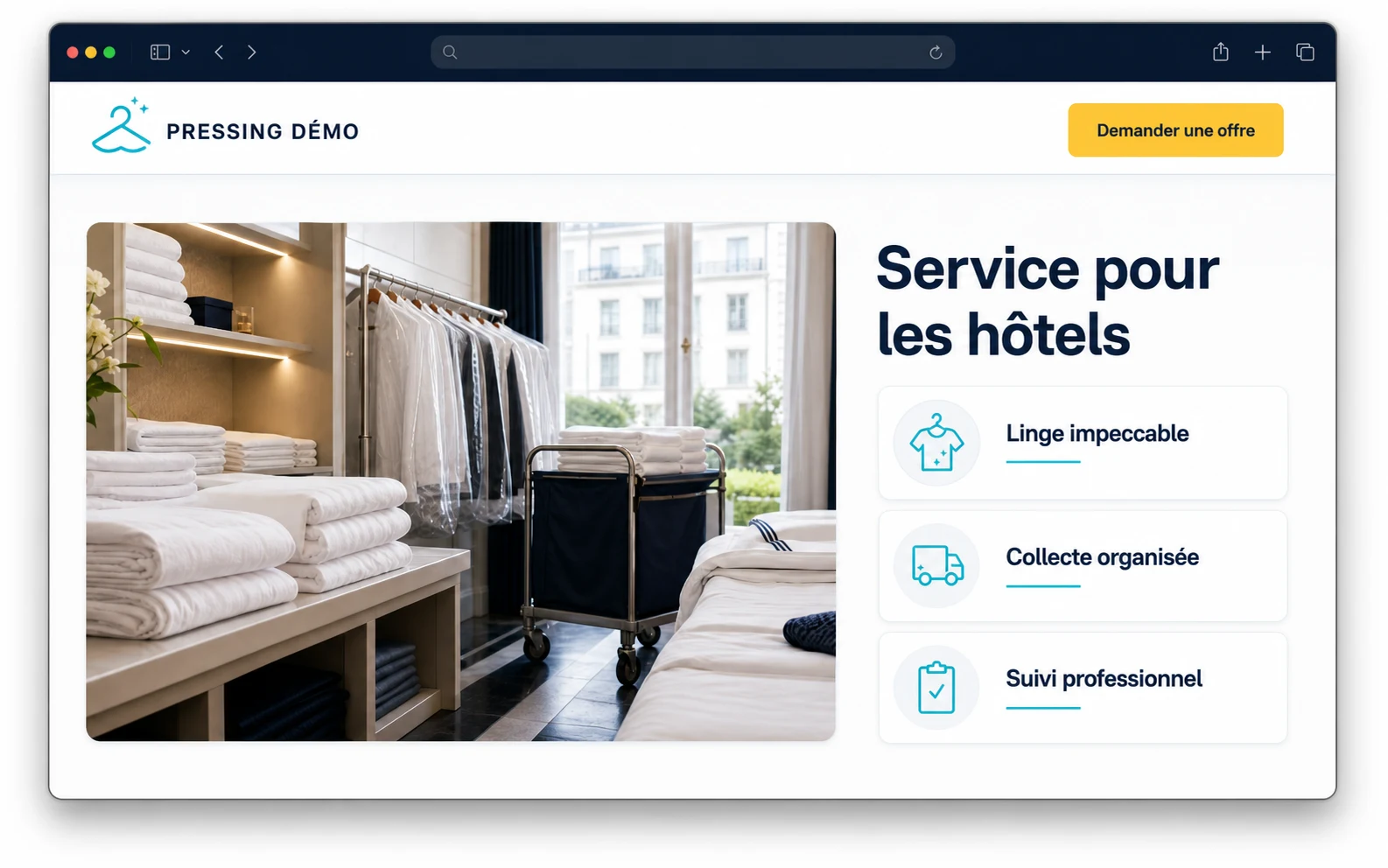 Offre pour les hôtels — Pressing Démo