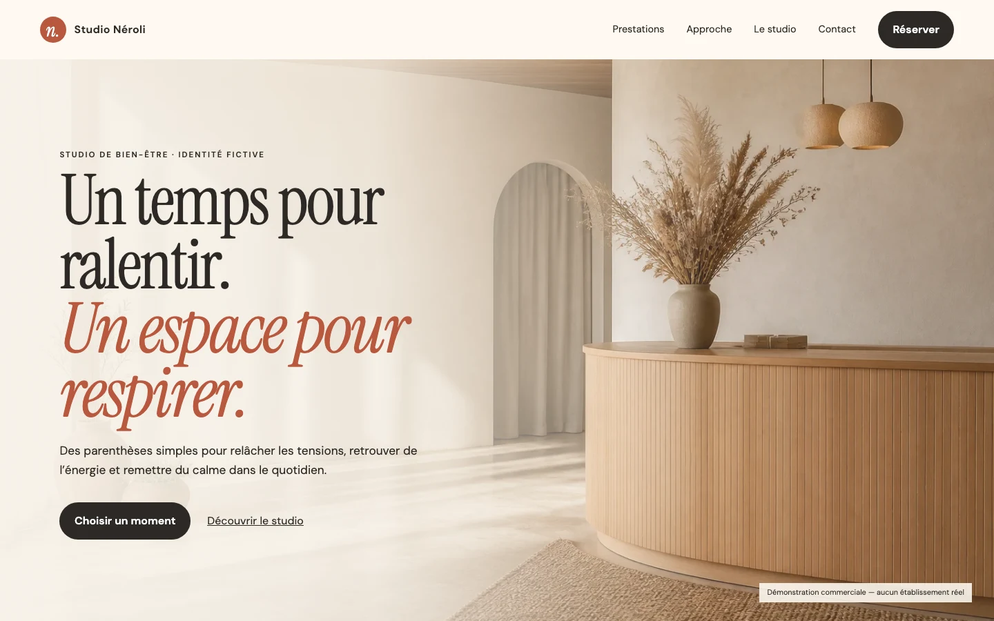Fictional Studio Neroli wellness website preview