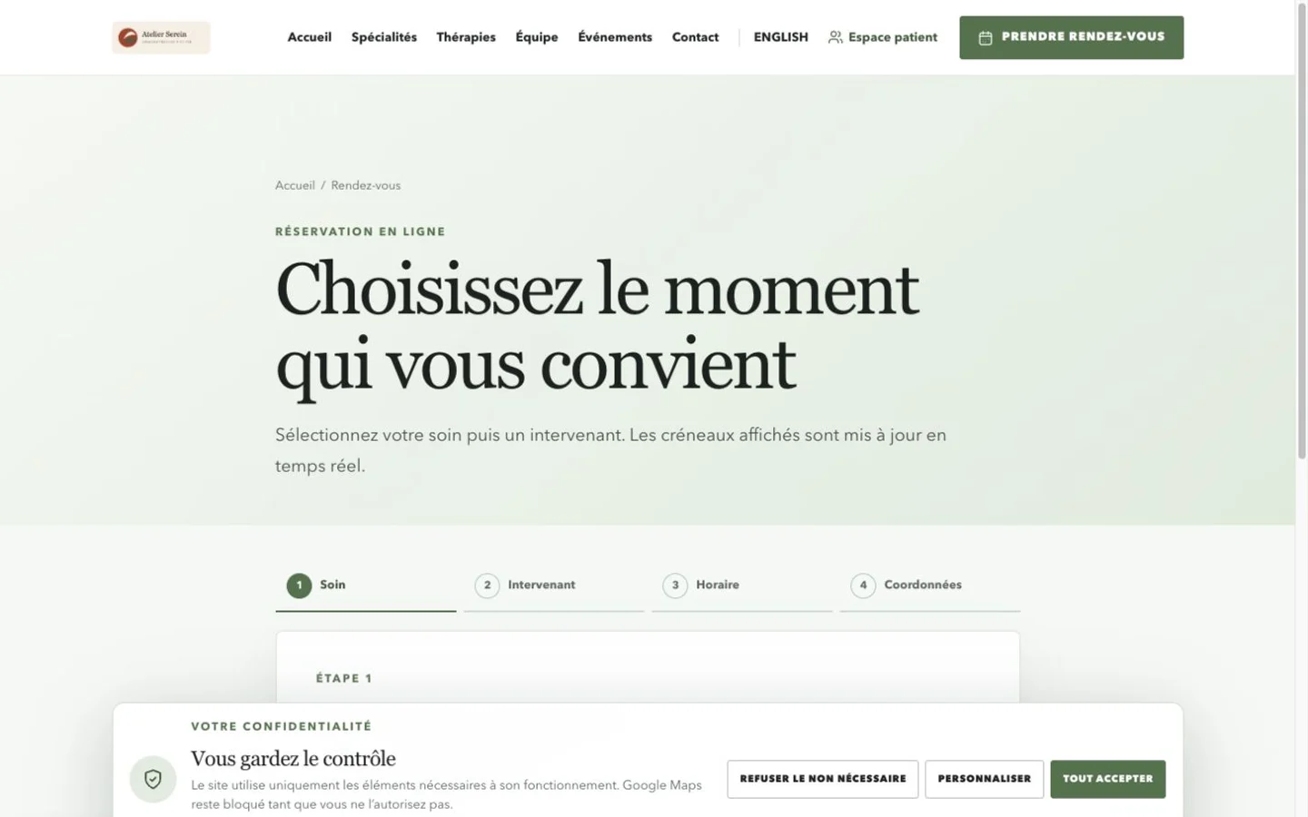 Parcours de rendez-vous — Atelier Serein